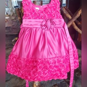 S. Square Barbie Pink Formal Dress 12 Mos. Satin Pearls Roses